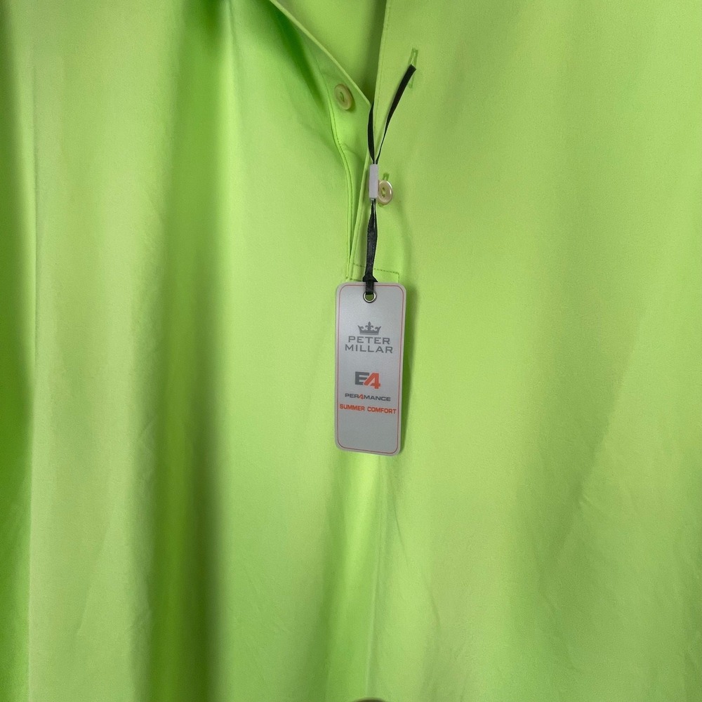 NWT Peter Millar E4 Performance‎ Summer Comfort Polo Shirt Palm Green Size XXL - Picture 4 of 6